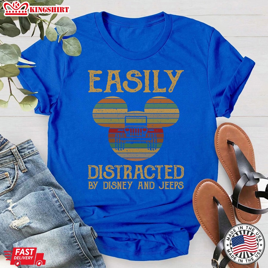 Easily Distracted By Disney Mickey Mouse And Jeeps T-Shirt