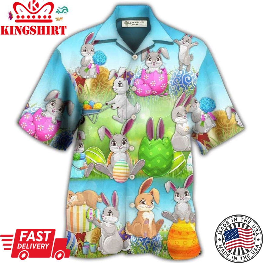 Easter Bunny Colorful Eggs Hawaiian Shirt