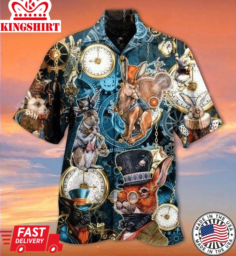 Easter Steampunk Bunny Hawaiian Shirts Aloha Hawaii Shirt Aloha Shirt For Summer