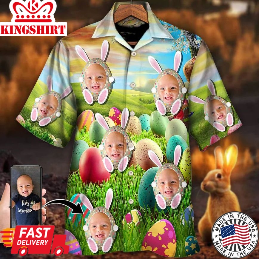 Easter This Is My Easter Shirt Bunny Cute Custom Photo Hawaiian Shirt