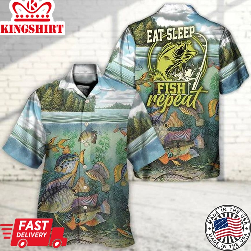 Eat Sleep Fish - Hawaiian Shirt