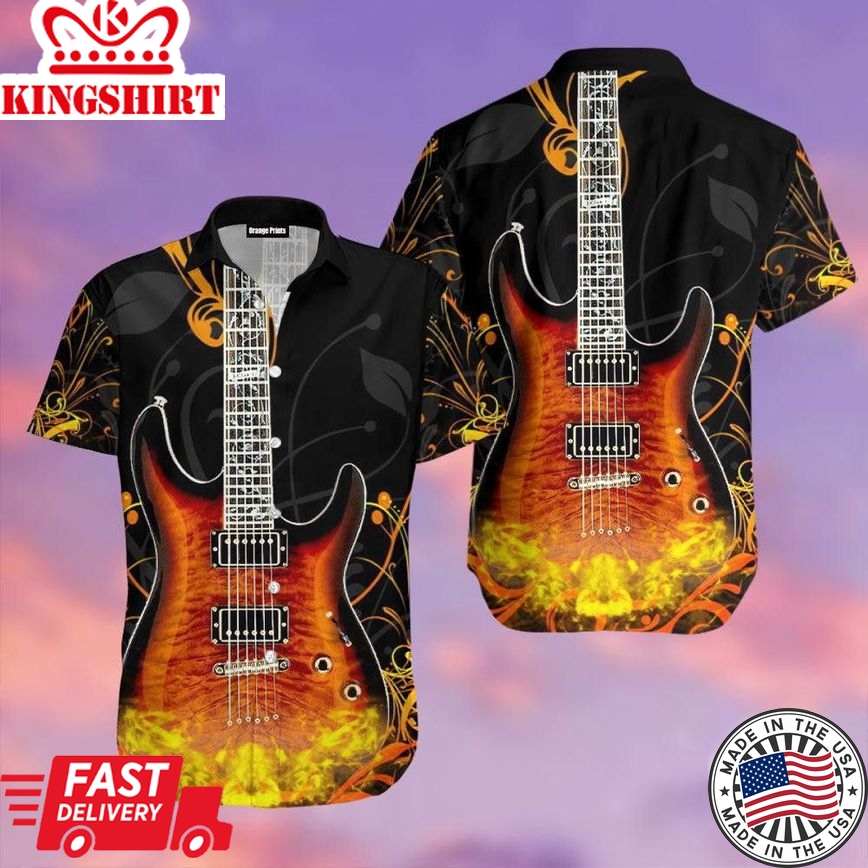 Electric Guitar Trendy Hawaiian Shirt For