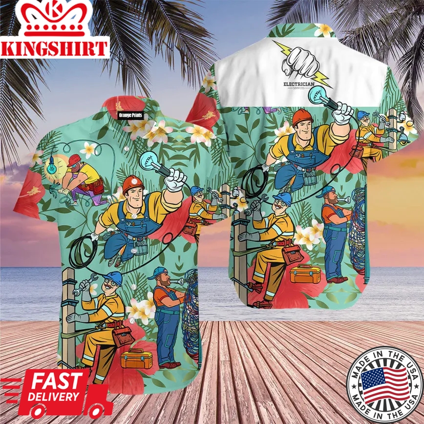 Electrician Man Trendy Hawaiian Shirt For