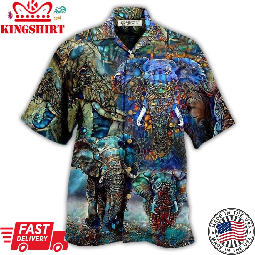 Elephant Love Forest Color Hawaiian Shirt