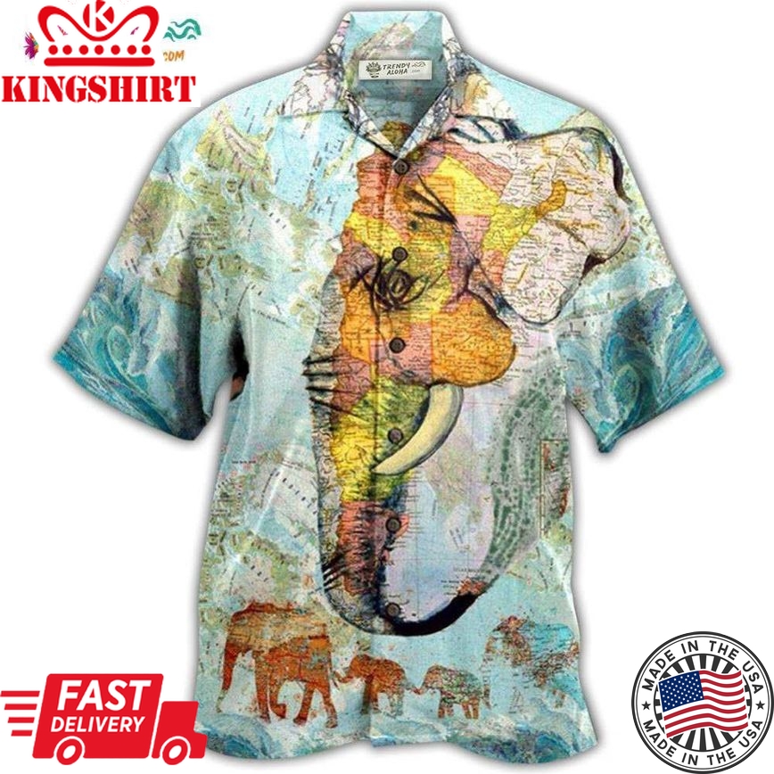 Elephant Map Hawaiian Shirt