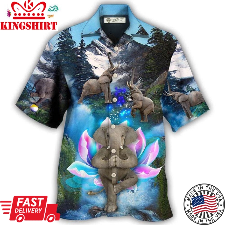 Elephant Yoga Pose On The Waterfall Hawaiian Shirt