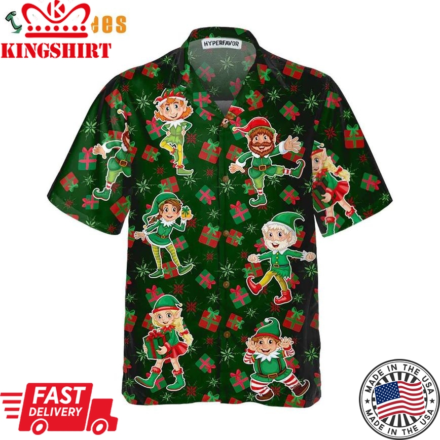 Elf Xmas Party, Mens Christmas Trendy Hawaiian Shirt Perfect Gifts For Your Loved Ones