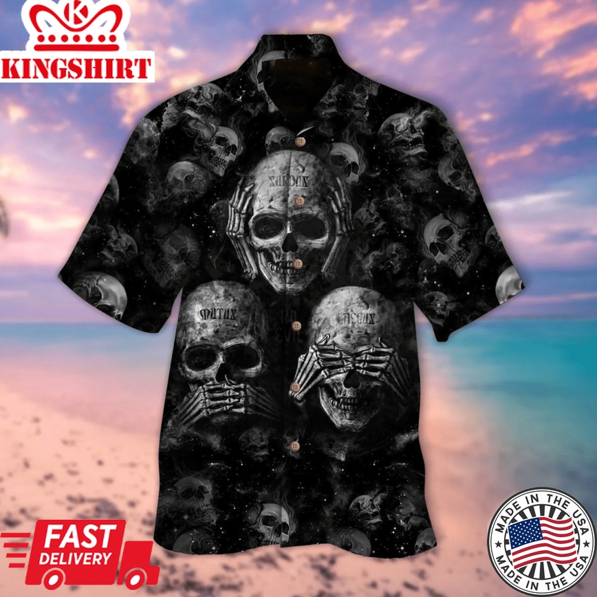 Emotion Skull Halloween Trendy Hawaiian Shirt, Unisex Print Aloha Short Sleeve Casual Shirt