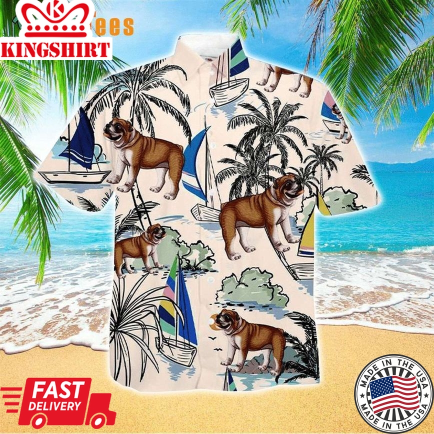 English Bulldog Summer Beach Trendy Hawaiian Shirt, Dog Trendy Hawaiian Shirt Perfect Gifts For Your Loved Ones