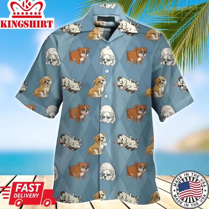 English Bulldog Trendy Hawaiian Shirt For, Gift For Dog Lovers