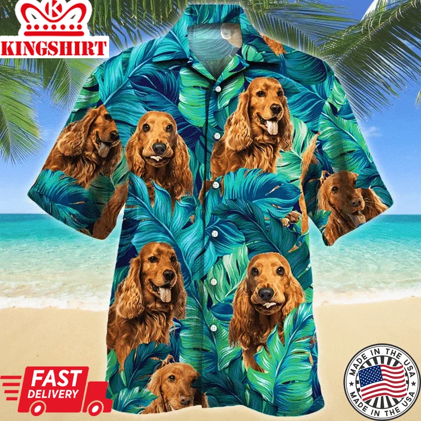 English Cocker Spaniel Dog Lovers Gift Ideal Tropical Leaves Trendy Hawaiian Shirt