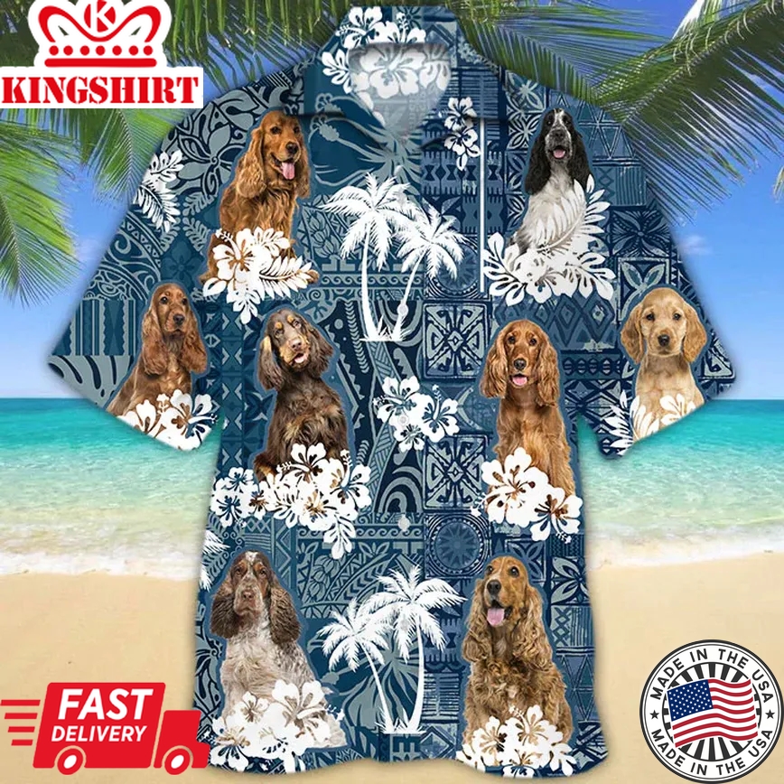 English Cocker Spaniel Trendy Hawaiian Shirt, Trendy Hawaiian Shirt Vintage Flowers Aloha Shirt For Dog Lovers