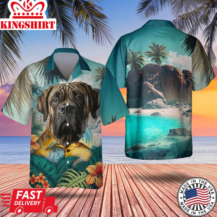 English Mastiff Brindle 3D All Over Printed Trendy Hawaiian Shirt, Dog Trendy Hawaiian Shirt, Gifts For Dog Lover