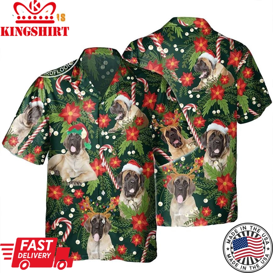 English Mastiff Dog Christmas Trendy Hawaiian Shirt, Dog Trendy Hawaiian Shirt Perfect Gifts For Your Loved Ones