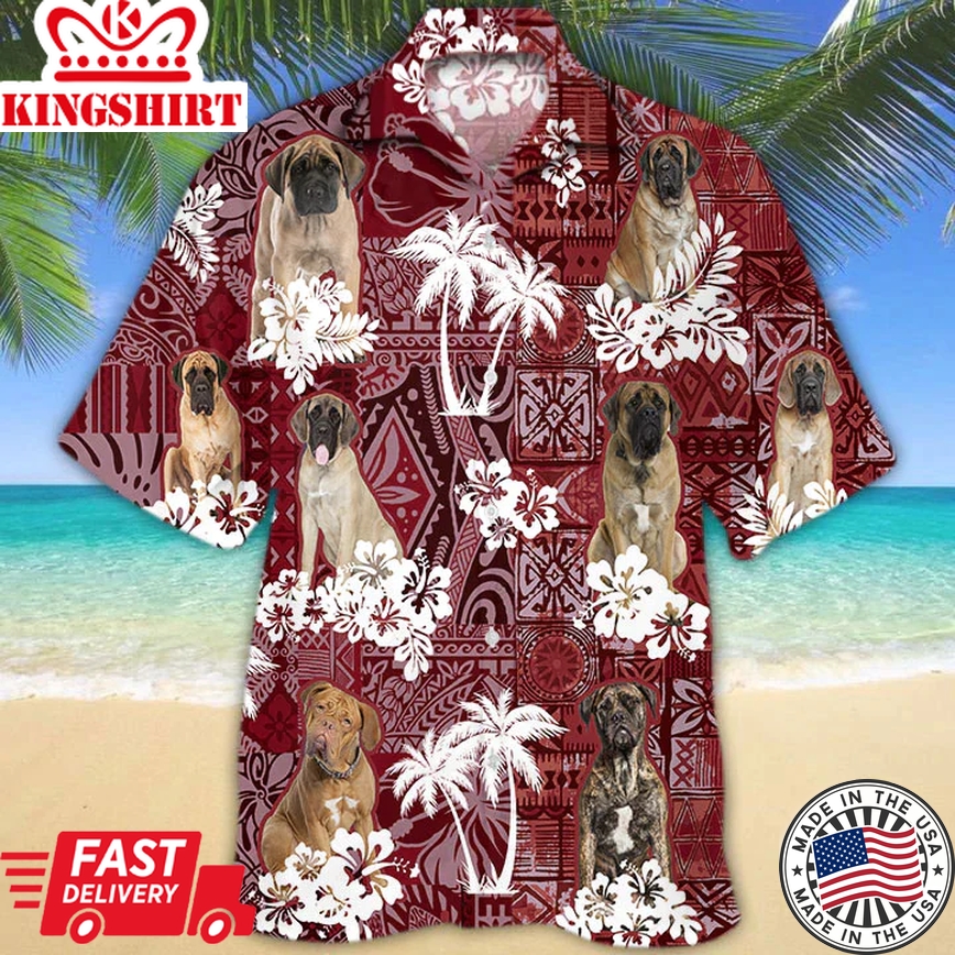 English Mastiff Red Trendy Hawaiian Shirt, Gift For Dog Lover Shirts, Animal Summer Shirts