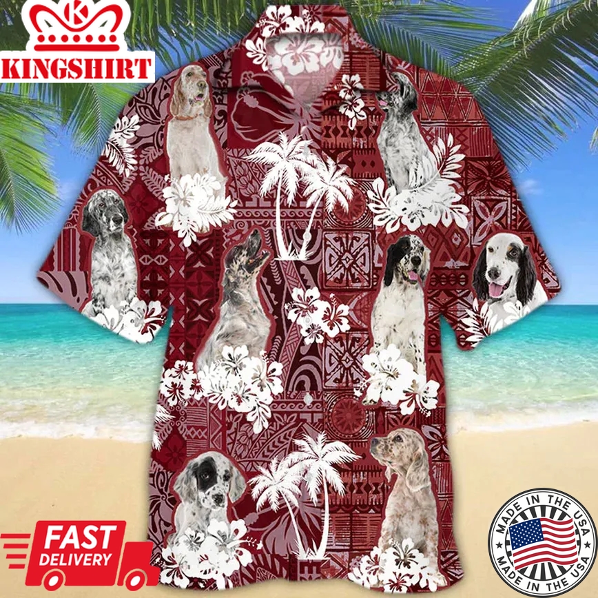 English Setter 2 Red Trendy Hawaiian Shirt, Gift For Dog Lover Shirts, Animal Summer Shirts