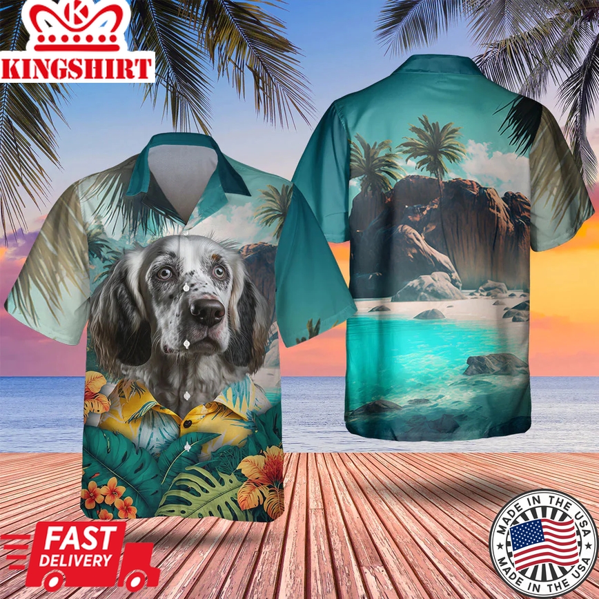 English Setter 3D All Over Printed Trendy Hawaiian Shirt, Dog Lover Apparel, Gifts For Dog Enthusiasts