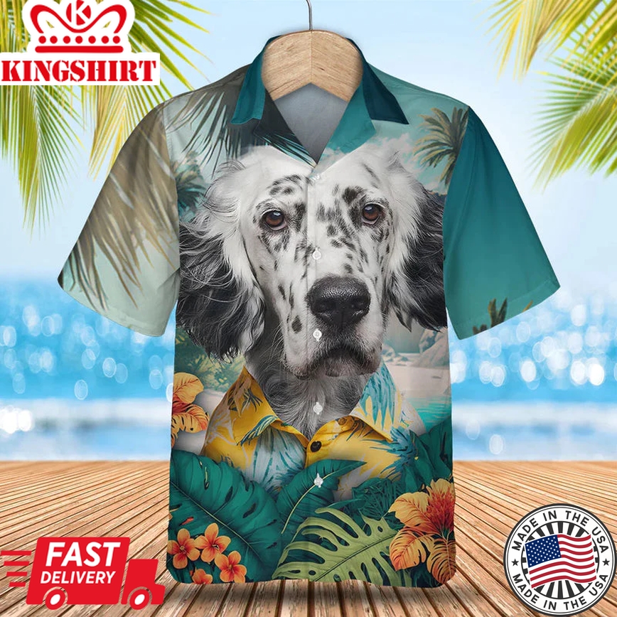 English Setter 3D All Over Printed Trendy Hawaiian Shirt, Dog Trendy Hawaiian Shirt, Gifts For Dog Lover