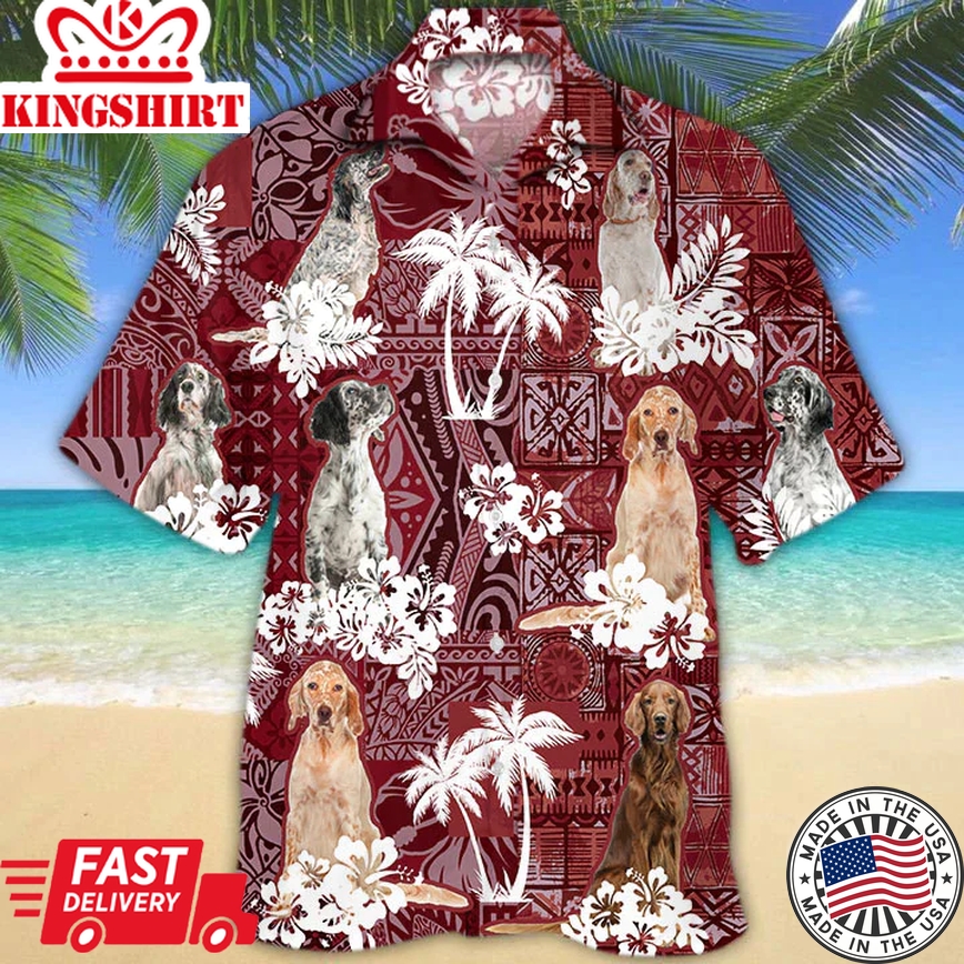 English Setter Red Trendy Hawaiian Shirt, Gift For Dog Lover Shirts, Animal Summer Shirts