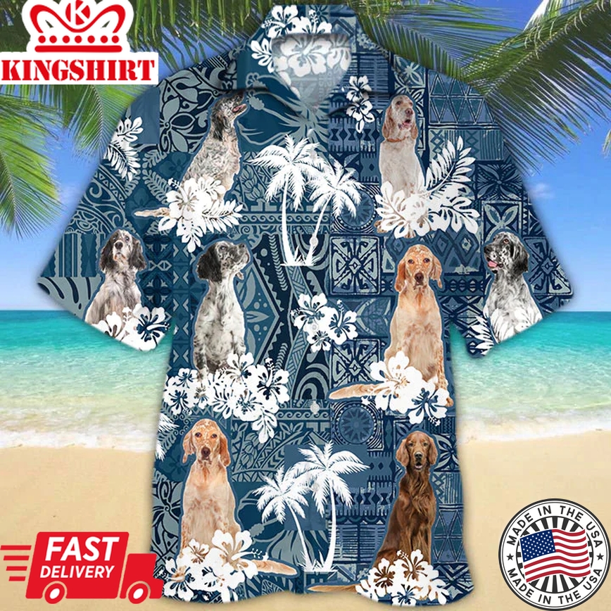 English Setter Trendy Hawaiian Shirt, Dog Trendy Hawaiian Shirt Men, Short Sleeve Hawaiian Aloha Shirt