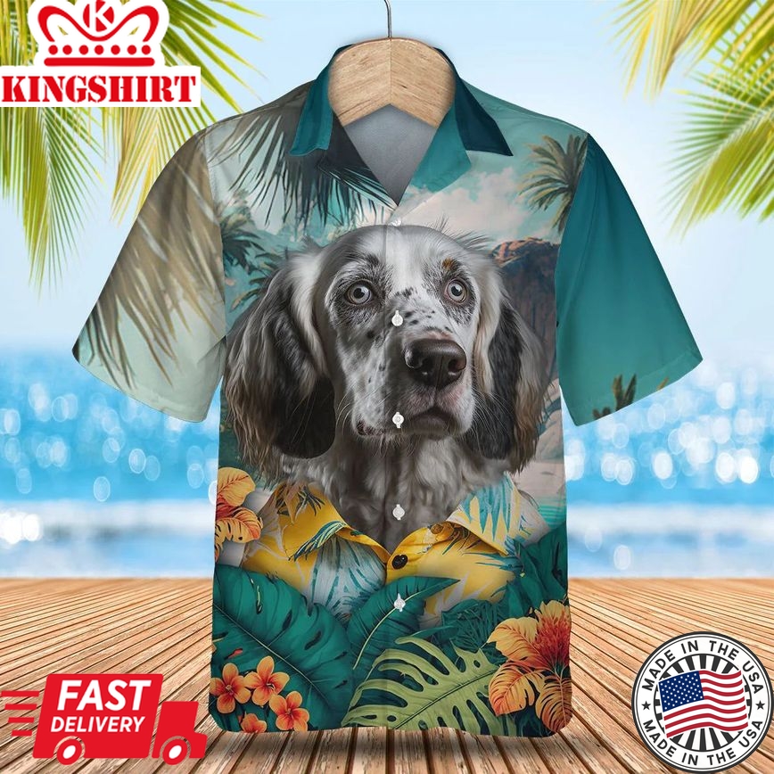 English Setter Tropic Oasis - Stand Out in the Tropics with this Exquisite Trendy Hawaiian Shirt