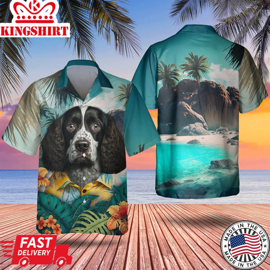 English Springer Spaniel 3D All Over Printed Trendy Hawaiian Shirt, Dog Lover Apparel, Gifts For Dog Enthusiasts