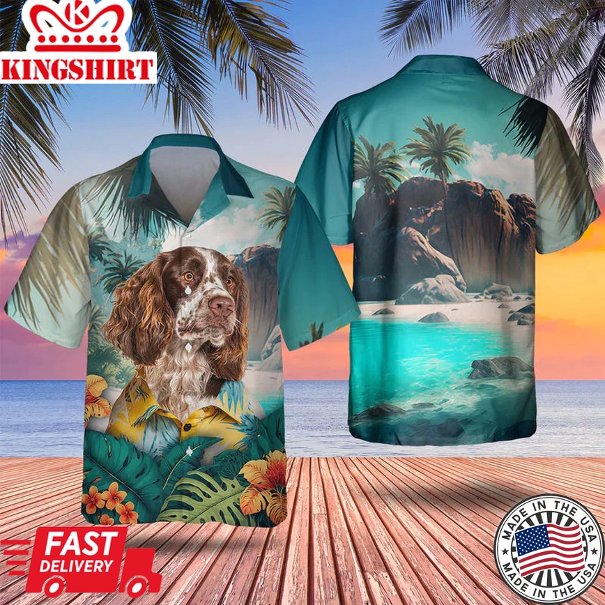 English Springer Spaniel 3D All Over Printed Trendy Hawaiian Shirt, Dog Trendy Hawaiian Shirt, Gifts For Dog Lover