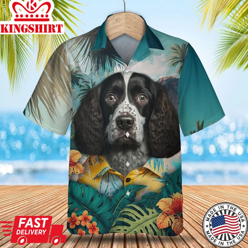 English Springer Spaniel Aloha Adventure - Embrace the Aloha Vibes with this 3D Trendy Hawaiian Shirt