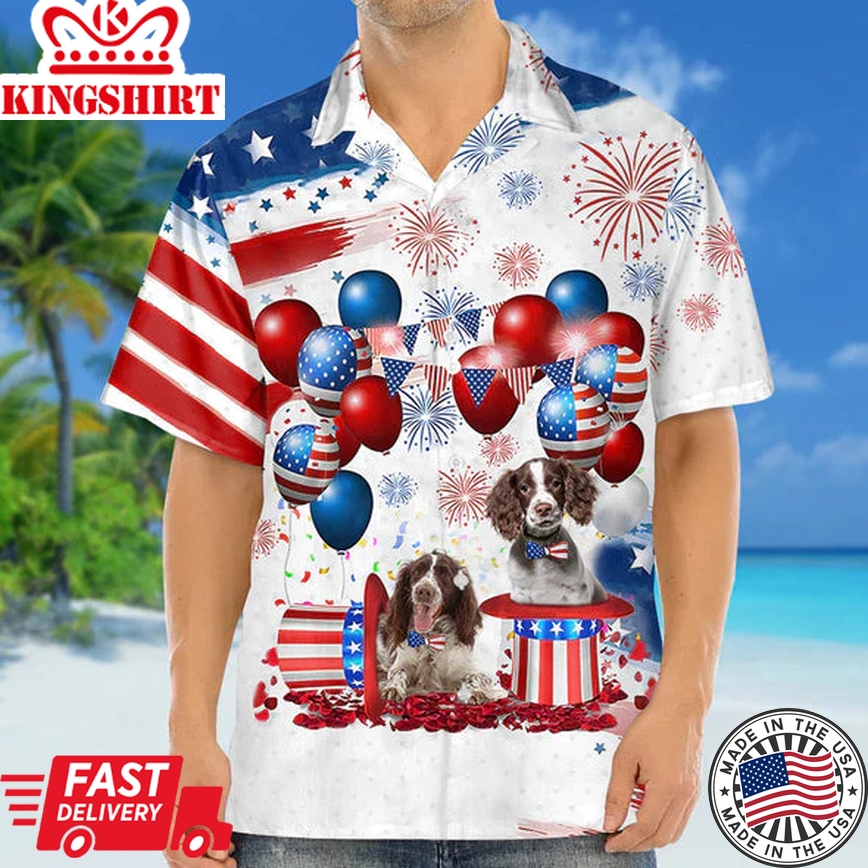 English Springer Spaniel Independence Day Trendy Hawaiian Shirt For Men And Women, 4Th Of July Trendy Hawaiian Shirt