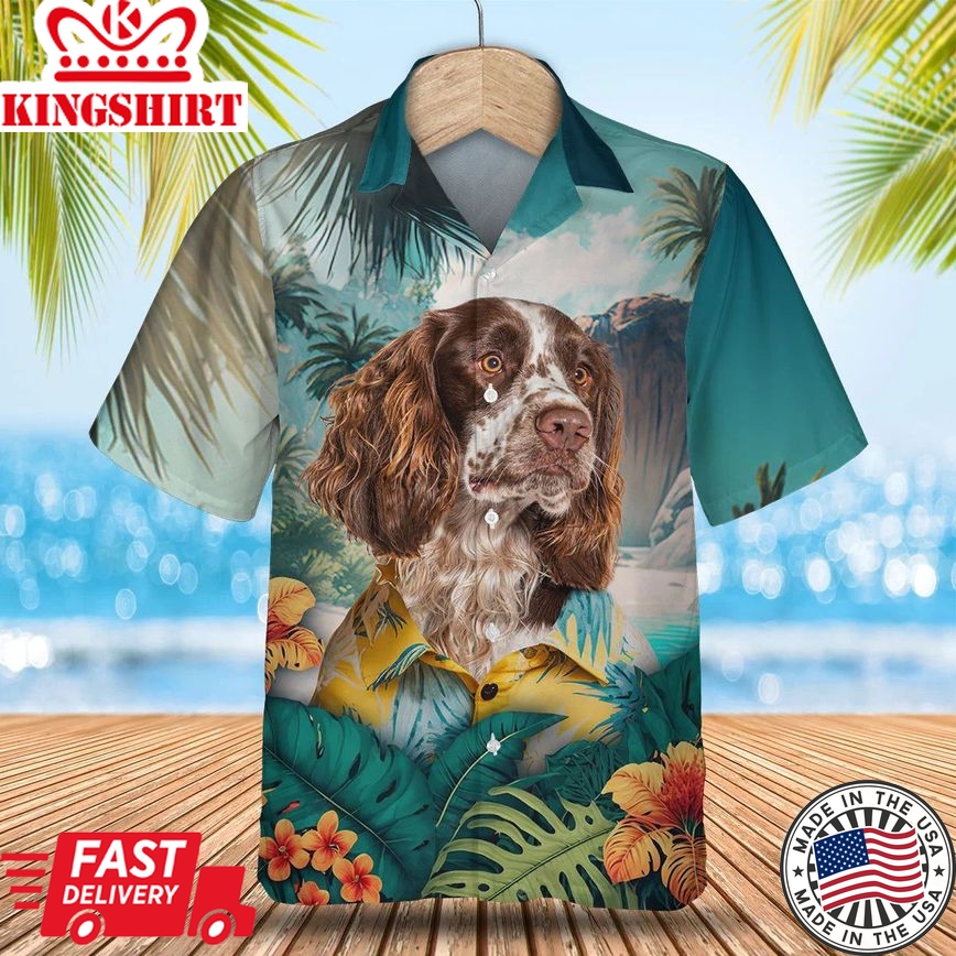 English Springer Spaniel Paradise Breeze - Explore Hawaii in Style with this Exquisite Trendy Hawaiian Shirt