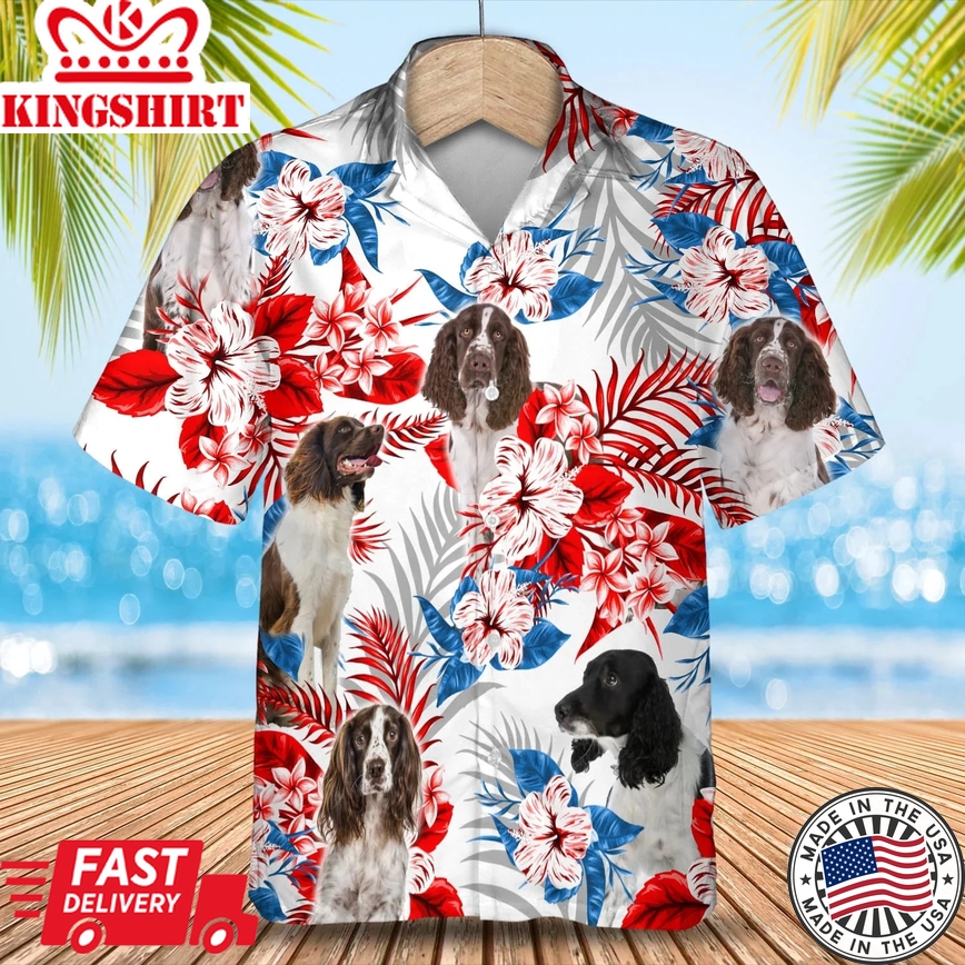 English Springer Spaniel Trendy Hawaiian Shirt, Summer Aloha Shirt, Men Trendy Hawaiian Shirt, Gift For Summer