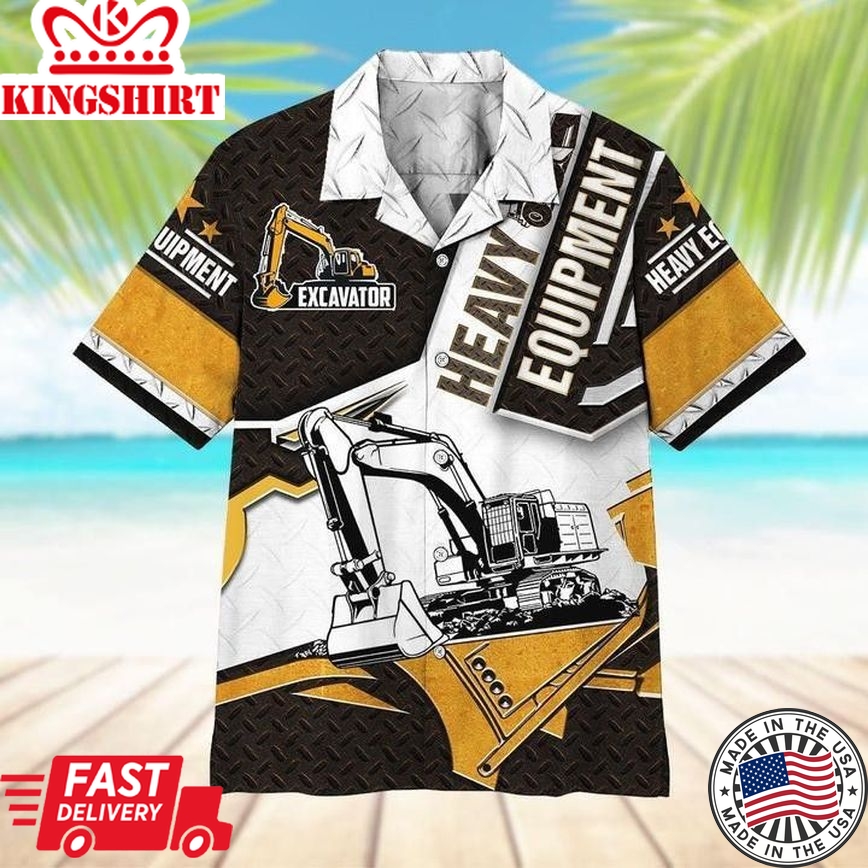 Excavator Trendy Hawaiian Shirt