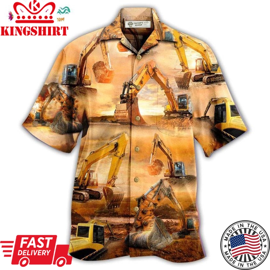 Excavator Working Hard Hawaiian Shirt