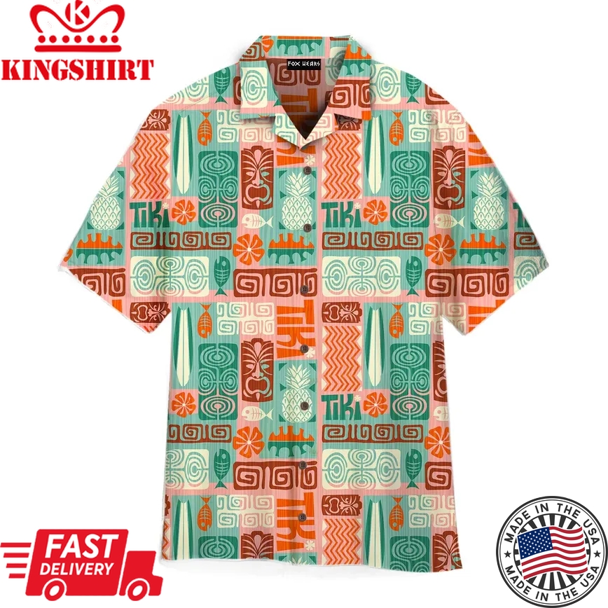 Exotic Tiki Pattern Trendy Hawaiian Shirt For Aloha Shirt