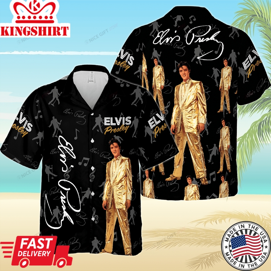 Experience Elvis Presley through Hawaiian 3D Visual Tee