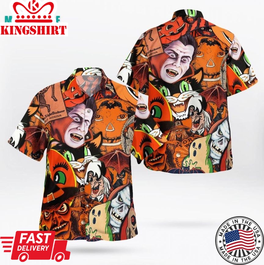 Extremely Hideous Horror Halloween Trendy Hawaiian Shirt