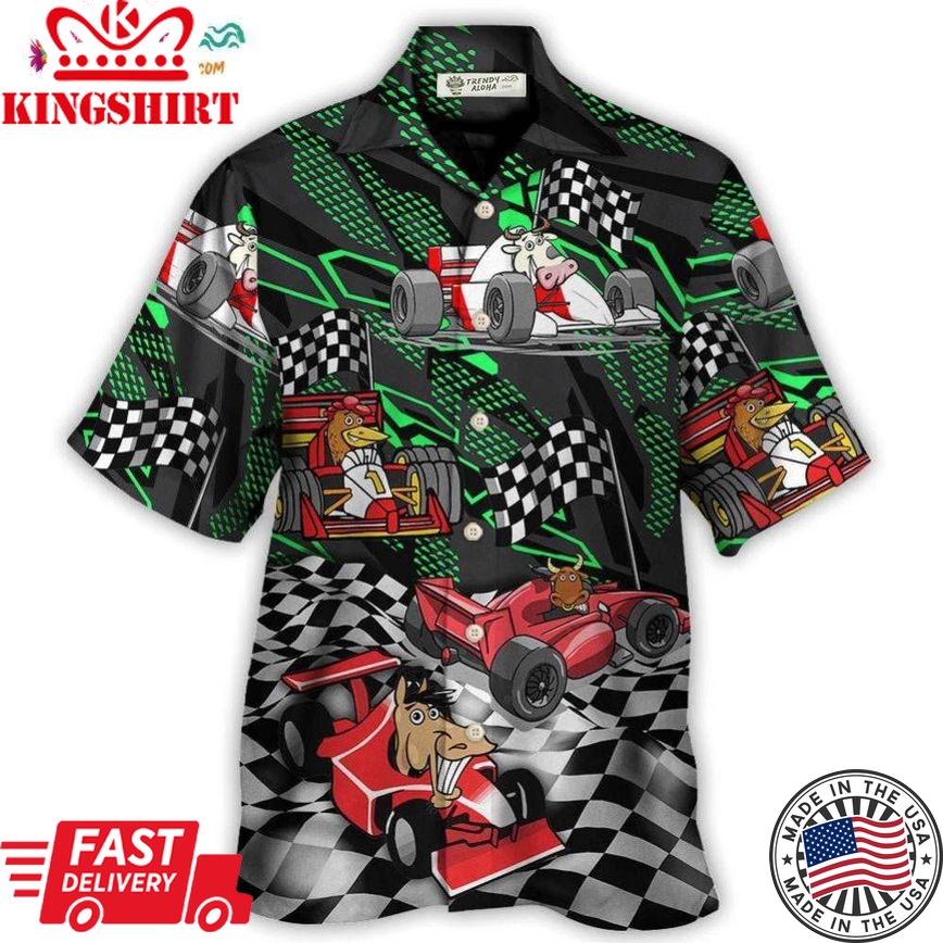 F1 Formula One Animals Kart Racing Speed Lover Hawaiian Shirt