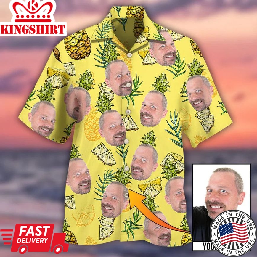 Face Aloha Pineapple Custom Photo Hawaiian Shirt