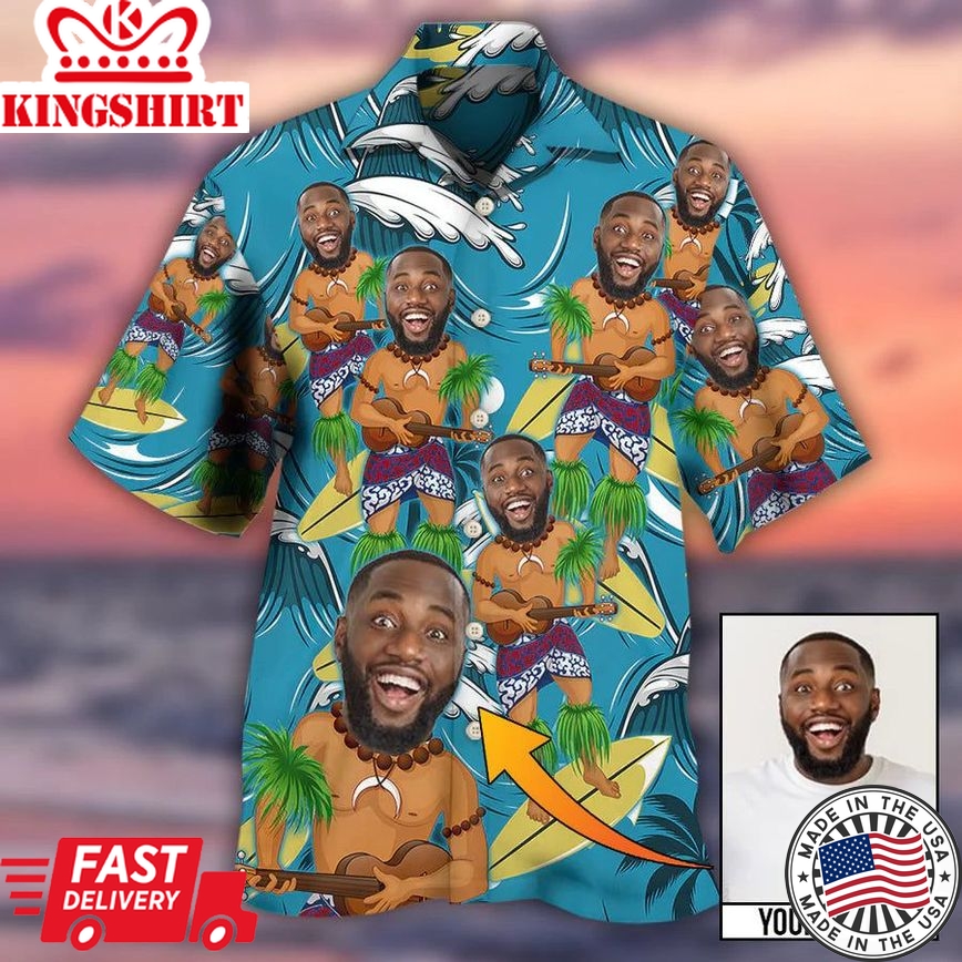 Face Aloha Surf Trip Custom Photo Hawaiian Shirt