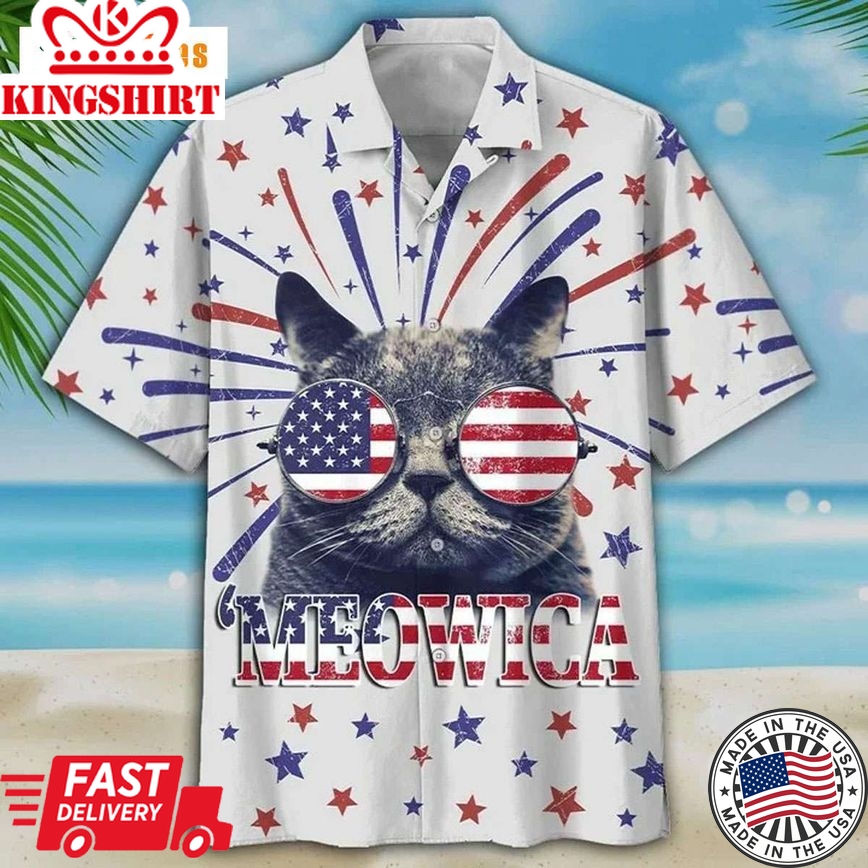 Face Kool Cat Meowica, Cat Trendy Hawaiian Shirt Perfect Gifts For Your Loved Ones