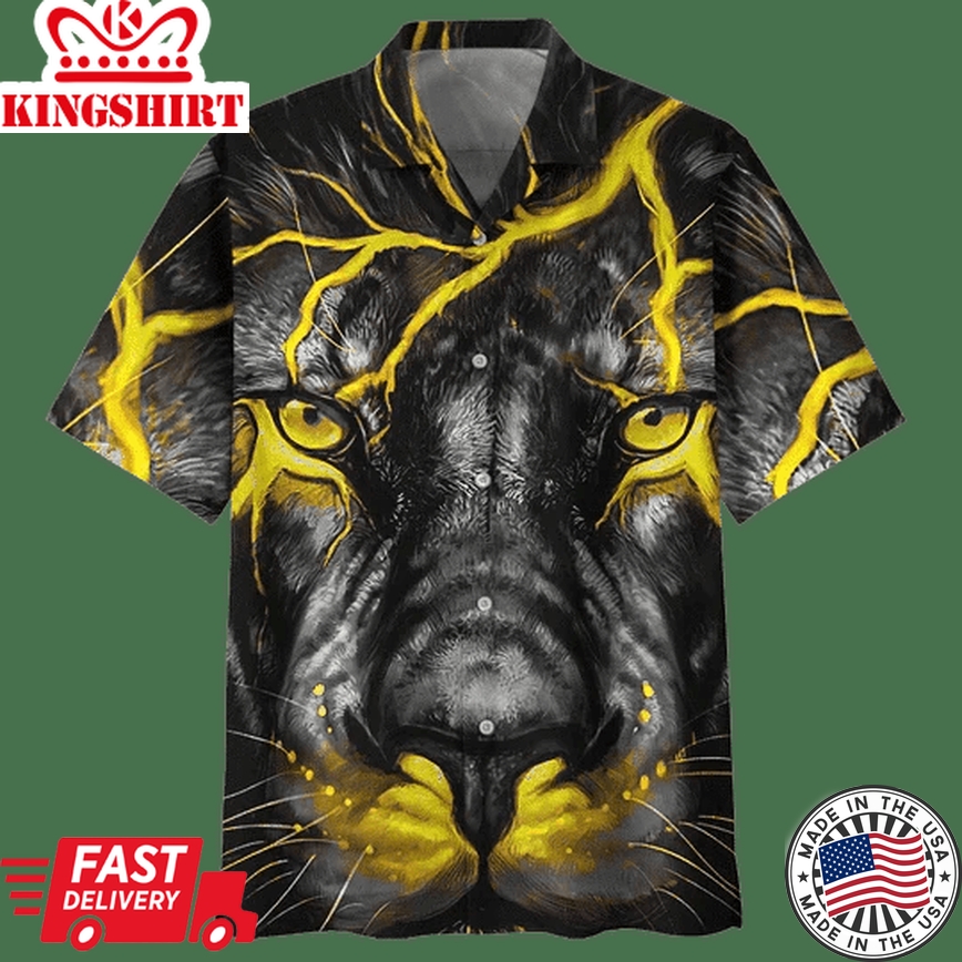 Face Of Lion Trendy Hawaiian Shirt, Short Sleeve Hawaiian Aloha Shirt For Men And Women