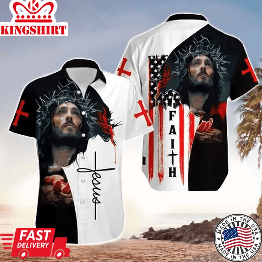 Faith Jesus Trendy Hawaiian Shirt, Hawaii Shirt Men, Jesus Hawaii Shirt Men, Faith Aloha Shirt