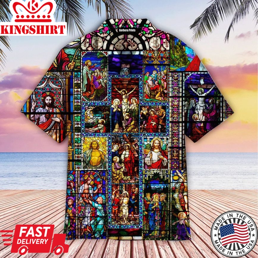 Faith Over Fear Jesus Colorful Glass Aloha Hawaiian Shirts For Men And For Women