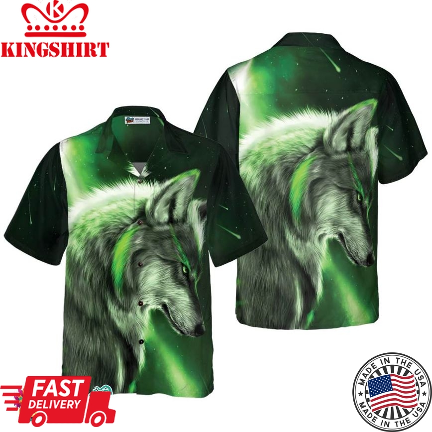 Fantasy Green Wolf Hawaiian Shirt