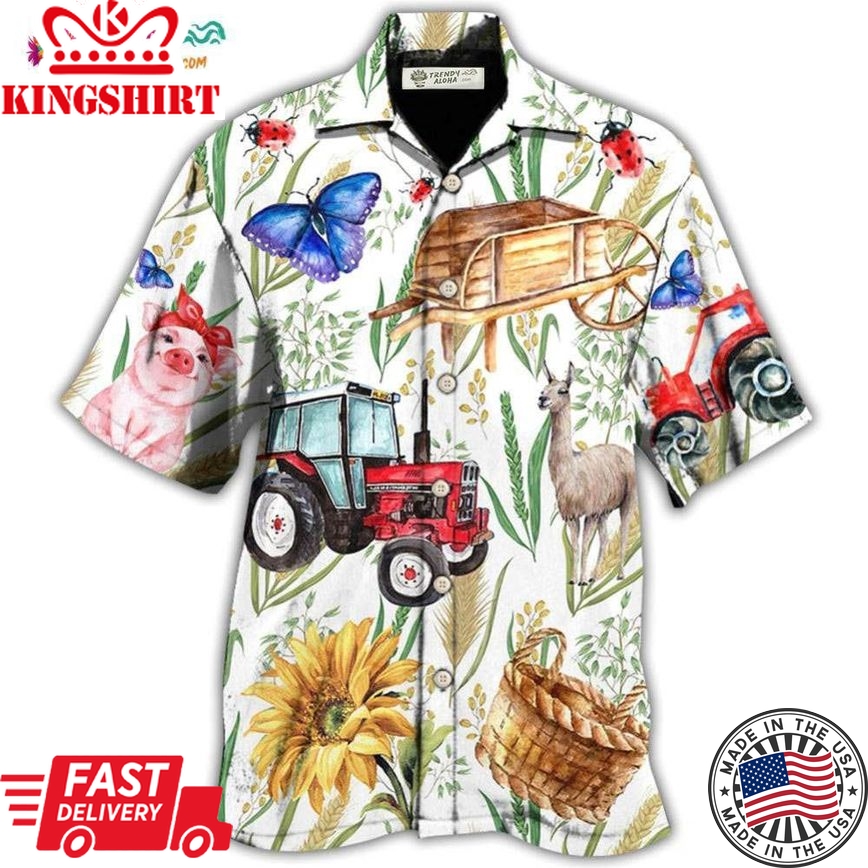 Farm Agriculture Sunflower Butterfly Hawaiian Shirt