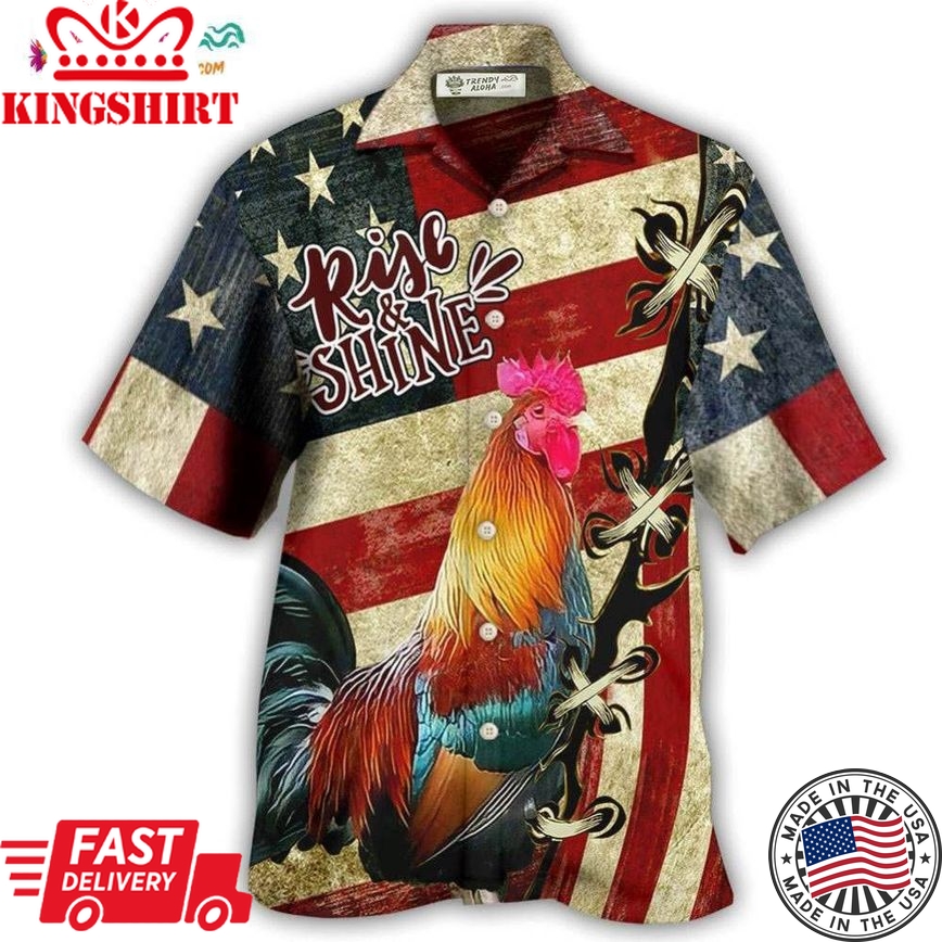 Farm America And Chicken Rise Shine Hawaiian Shirt