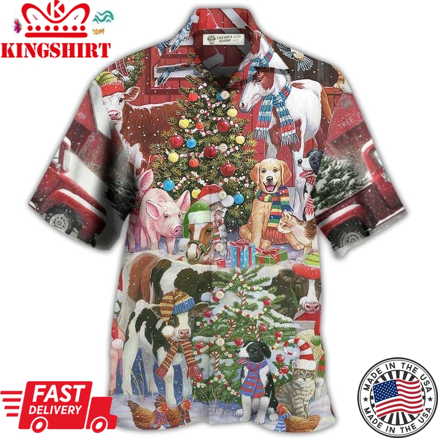 Farm Animals Happy With Xmas Night Hawaiian Shirt