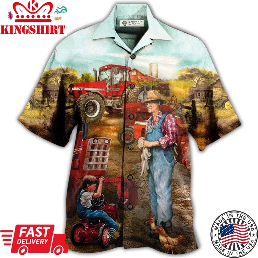 Farm Awesome Fatherhood In Farm Hawaiian Shirt