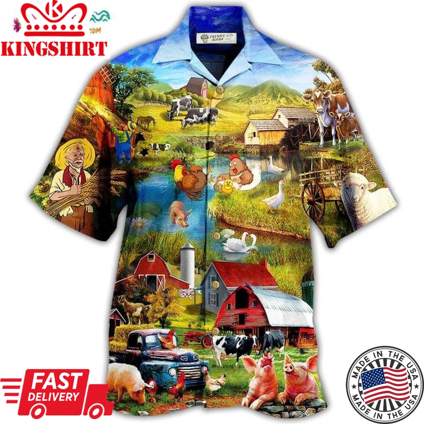 Farm Love Animals In The Village Hawaiian Shirt