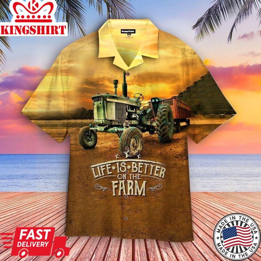 Farm Tractor Trendy Hawaiian Shirt For